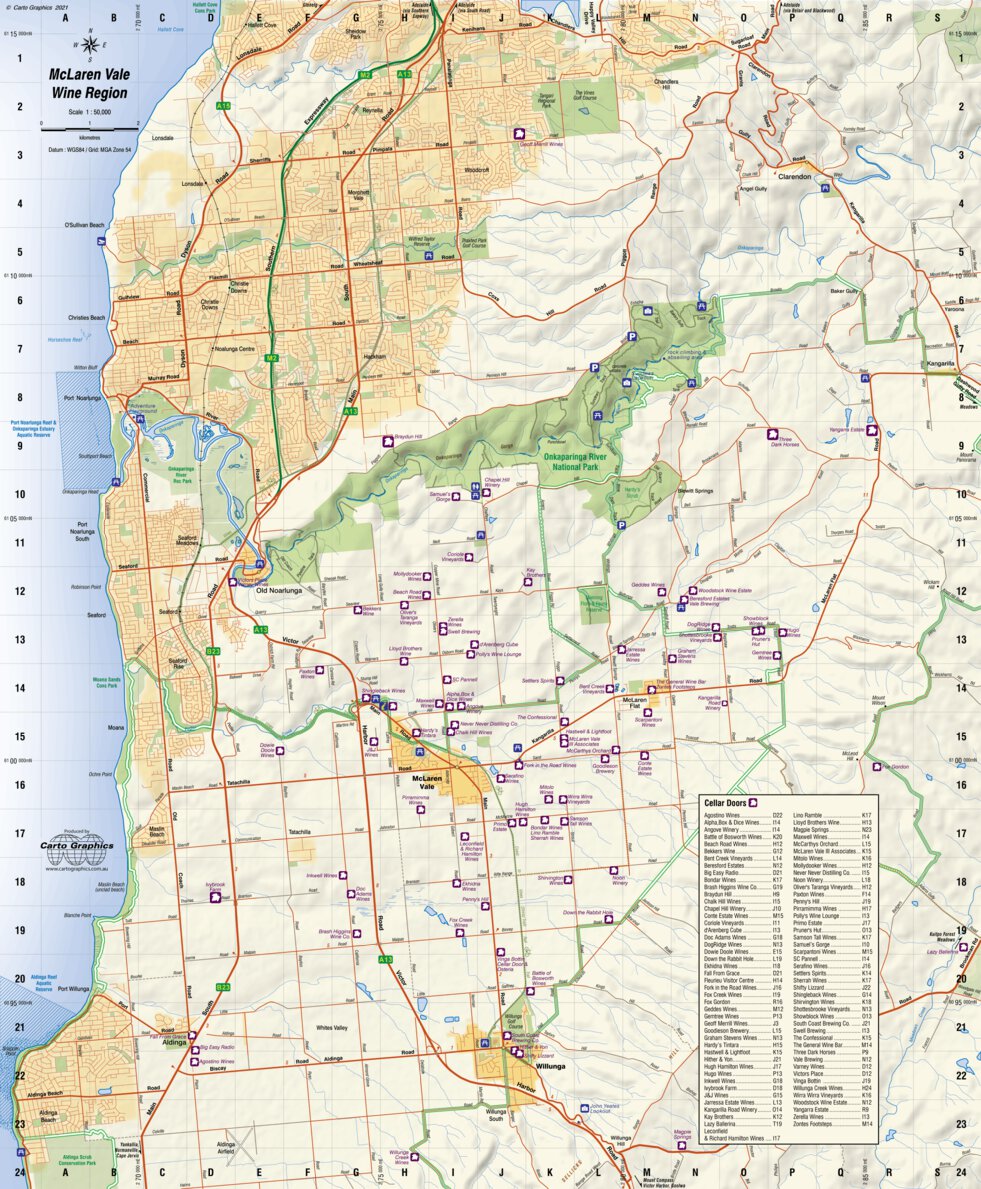 Map Of Mclaren Vale Mclaren Vale Wine Region - Carto Graphics - Avenza Maps