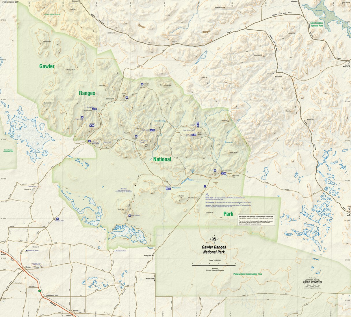 Gawler Ranges National Park Map Gawler Ranges National Park - Carto Graphics - Avenza Maps