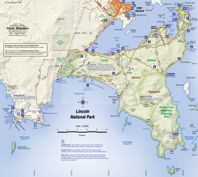Port Lincoln National Park Map Lincoln National Park - Carto Graphics - Avenza Maps