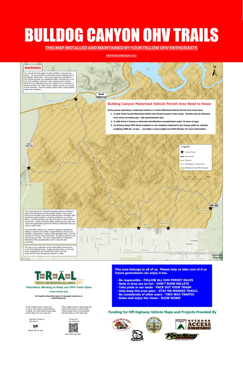 Bulldog Canyon Trail Map Tonto Recreation Alliance - Tonto National Forest - Bulldog Canyon Ohv  Trails - Tonto Recreation Alliance - Avenza Maps