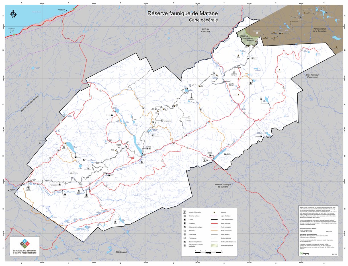 Reserve Faunique De Matane Carte Generale Sepaq Avenza Maps