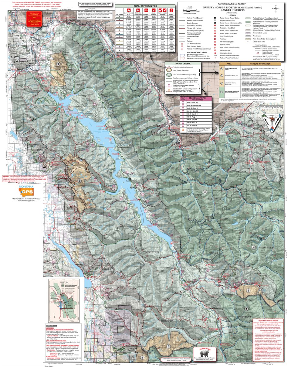 Flathead National Forest Trail Map Flathead National Forest Hungary Horse Ranger District - Montanagps -  Avenza Maps