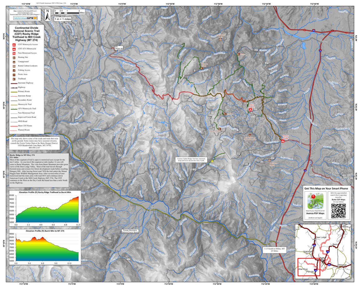 Rocky Ridge Trail Map Butte Cdt Rocky Ridge Trailhead To Mt Hwy 274 (Map 4 Of 4) - Montanagps -  Avenza Maps