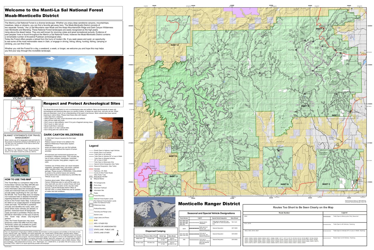 Manti La Sal National Forest Map Manti La Sal National Forest Monticello Ranger District Travel Map 2020 -  Us Forest Service R4 - Avenza Maps