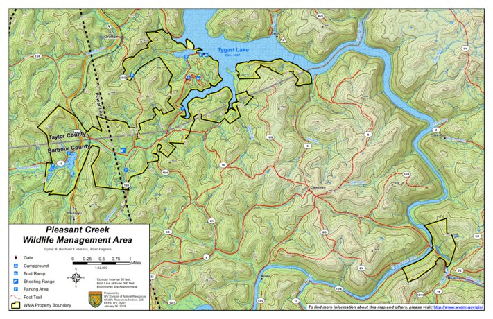 Barbour County Wma Map Pleasant Creek Wildlife Management Area - Wv Division Of Natural Resources  - Avenza Maps
