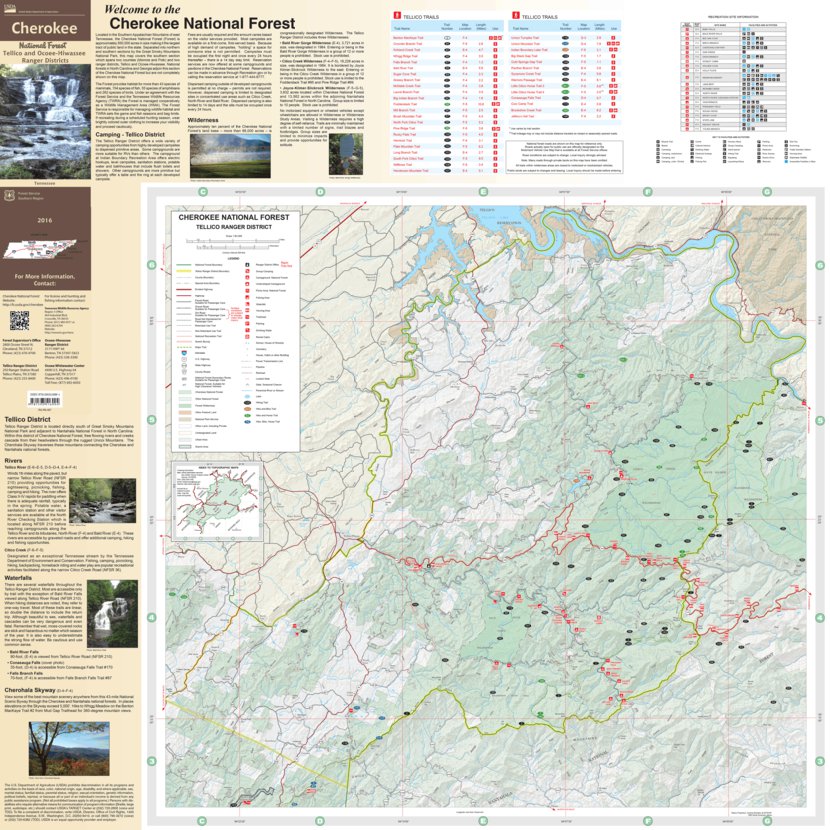 Cherokee National Forest Trail Map Cherokee National Forest, Tellico District, Forest Visitor Map, Fvm - Us  Forest Service R8 - Avenza Maps