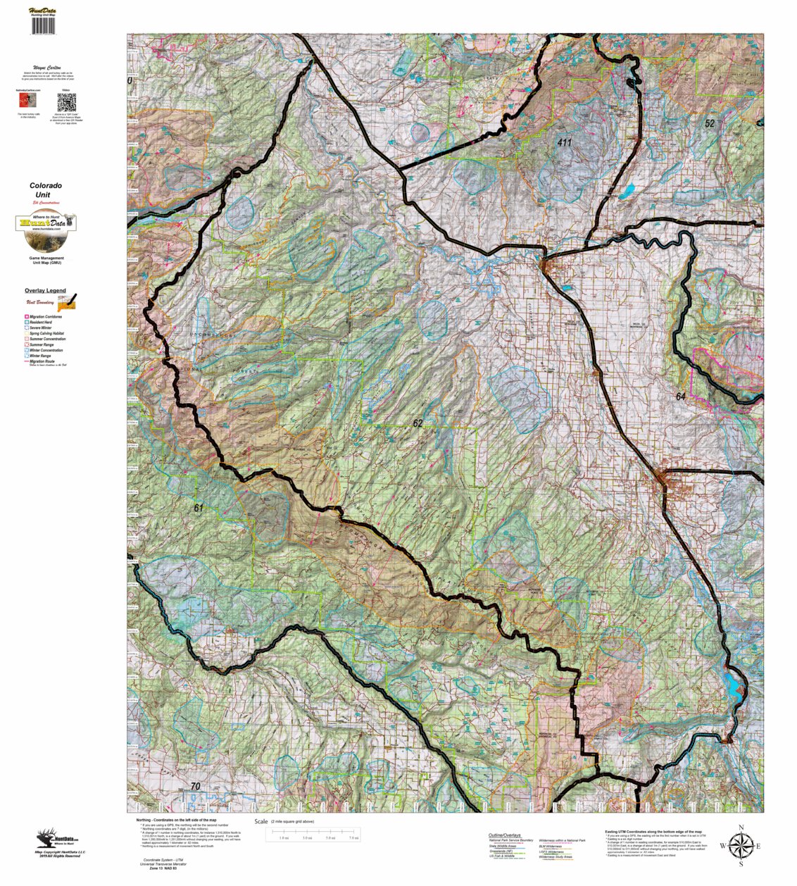 Unit 62 Colorado Map Colorado Unit 62 Elk Habitat - Colorado Huntdata Llc - Avenza Maps