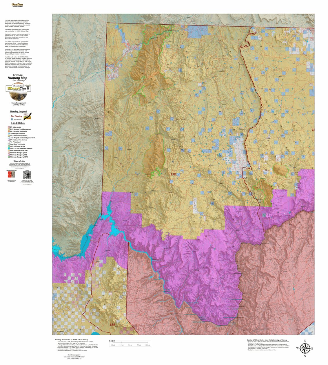 Arizona Land Ownership Map Huntdata Arizona Land Ownership Unit 13B N - Arizona Huntdata Llc - Avenza  Maps
