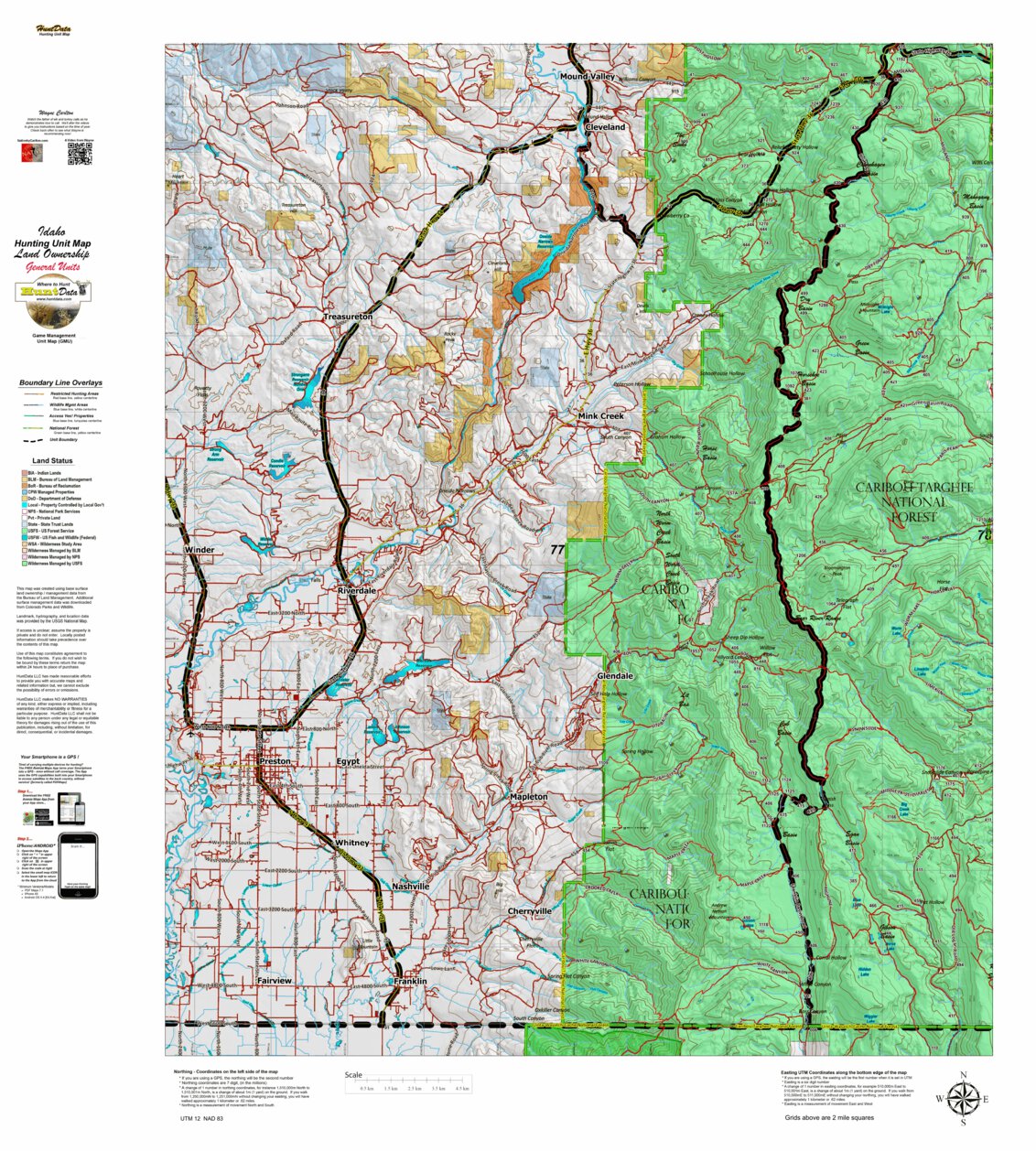 Idaho Land Ownership Map Idaho General Unit 77 Land Ownership Map - Idaho Huntdata Llc - Avenza Maps