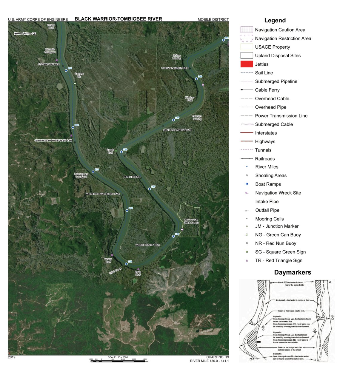 Tombigbee River Mileage Chart Black Warrior-Tombigbee River Navigation Chart 19 (Mile 130.0 - 141.1) - Us  Army Corps Of Engineers - Avenza Maps