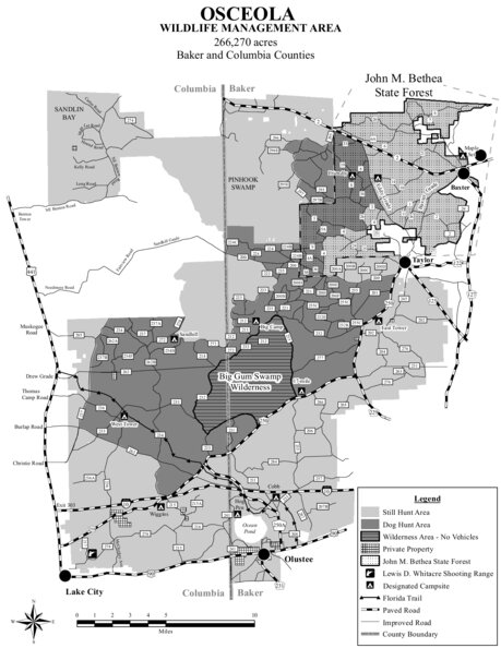 Osceola National Forest Map Osceola Wma Brochure Map Florida Fish And Wildlife Conservation Commission Avenza Maps