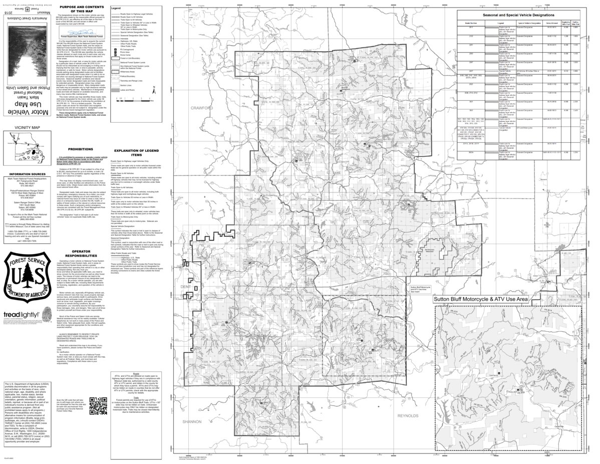 Mark Twain National Forest Trail Map Mark Twain Nf Mvum Salem Potosi - Us Forest Service R9 - Avenza Maps