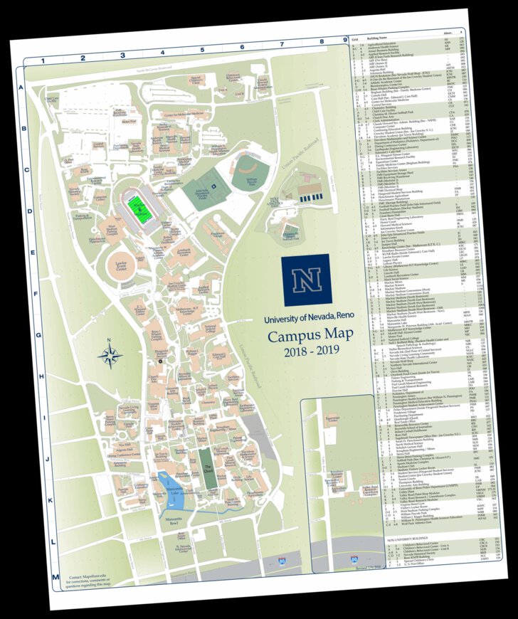 University Of Nevada Reno Map University Of Nevada, Reno Campus Map 2018 - 2019 - Geogistics - Avenza Maps