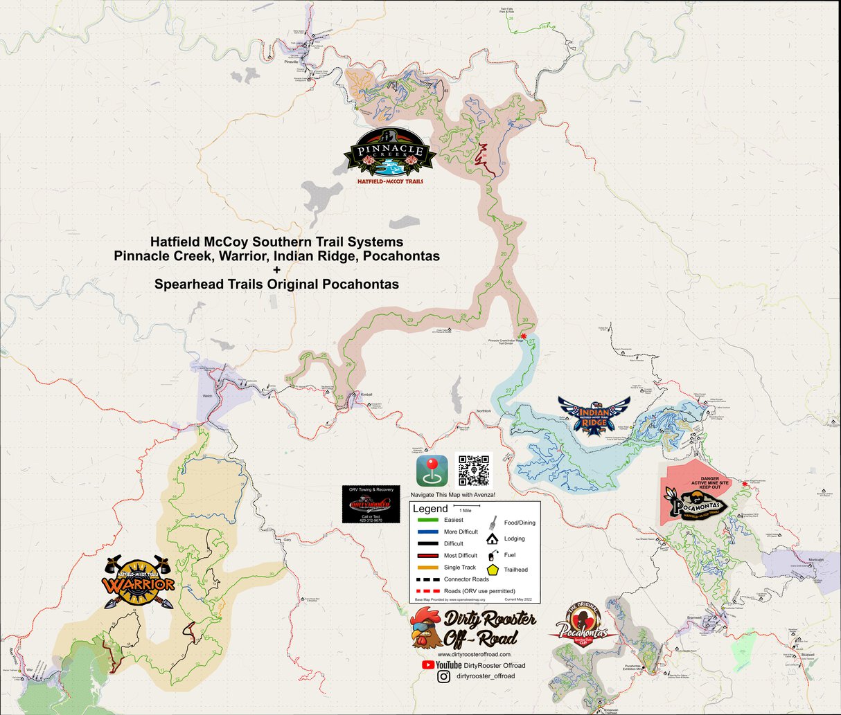 Pinnacle Creek Trail Map Hatfield Mccoy/Spearhead Southern Maps - 5 In 1 - Dirtyrooster Off-Road -  Avenza Maps