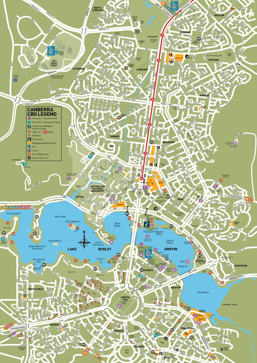 Canberra City Centre Map Canberra City Map - Visit Canberra - Avenza Maps