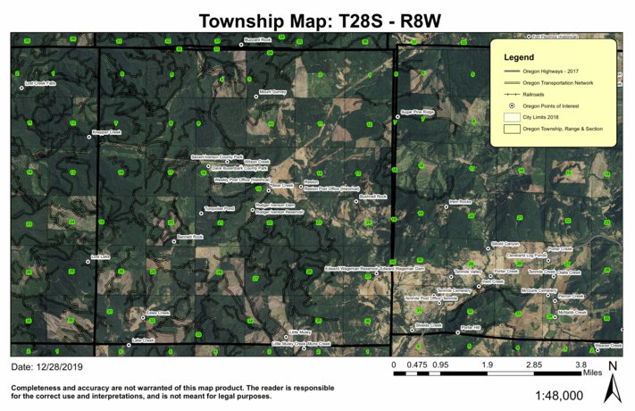 Douglas County Oregon Zoning Map Douglas County, Oregon 2018 Township Maps - Super See Services - Avenza Maps