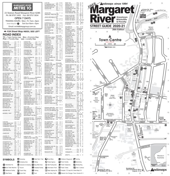 Margaret River Town Map Andimaps - Margaret River Street Guide - Andimaps - Avenza Maps