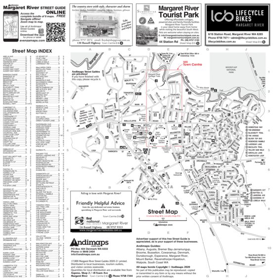 Margaret River Town Map Andimaps - Margaret River Street Guide - Andimaps - Avenza Maps
