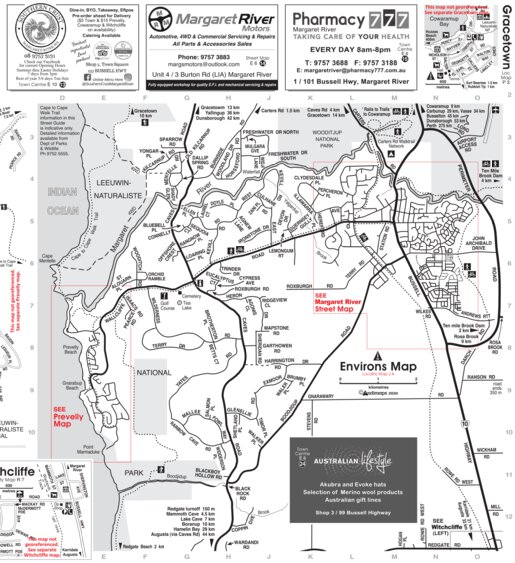 Margaret River Town Map Andimaps - Margaret River Street Guide - Andimaps - Avenza Maps