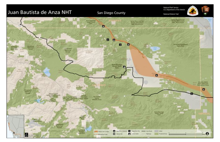 Map Store San Diego Anza Trail: San Diego County - Juan Bautista De Anza National Historic  Trail - Avenza Maps