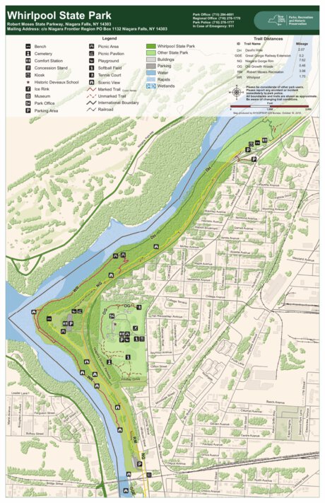 Niagara Gorge Trail Map Whirlpool State Park Trail Map - New York State Parks - Avenza Maps