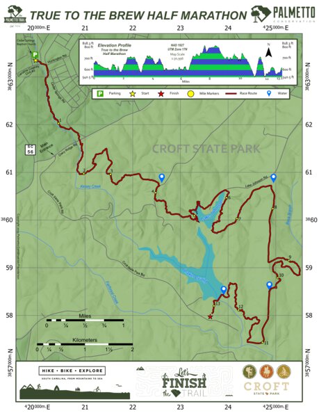 Croft State Park Map Croft True To The Brew Half Marathon '20 - Palmetto Conservation Foundation  - Avenza Maps