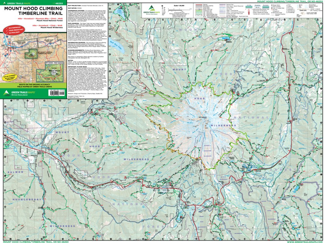 Mount Hood Trail Map 462sx Mt Hood Climbing Or Green Trails Maps Inc Avenza Maps