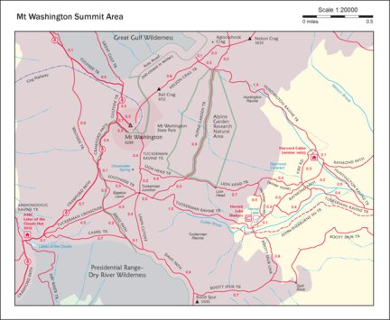 Mt Washington Trail Map Amc White Mountains Trail Map 1: Presidential Range With Summit Detail -  Appalachian Mountain Club - Avenza Maps