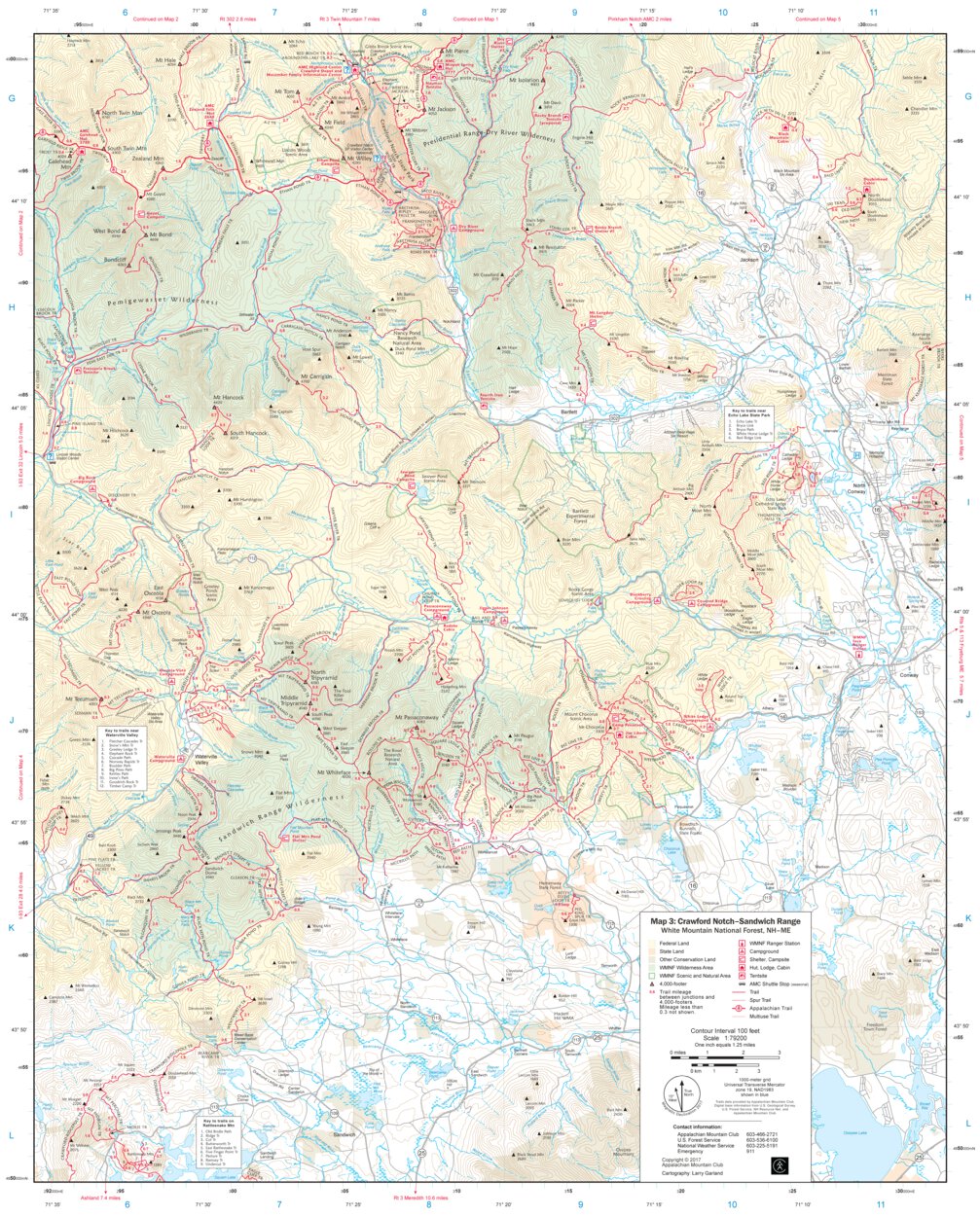 Amc White Mountain Map Amc White Mountains Trail Map 3: Crawford Notch-Sandwich Range -  Appalachian Mountain Club - Avenza Maps