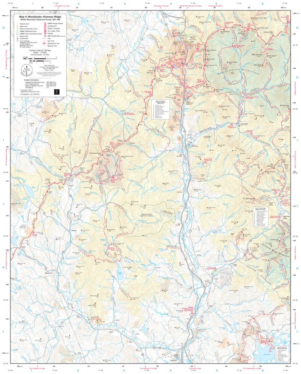Amc White Mountain Map Amc White Mountains Trail Map 4: Moosilauke-Kinsman Ridge - Appalachian  Mountain Club - Avenza Maps