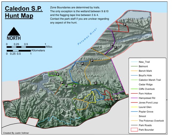 Caledon State Park Trail Map Caledon State Park - Hunt Zones - Virginia State Parks - Avenza Maps