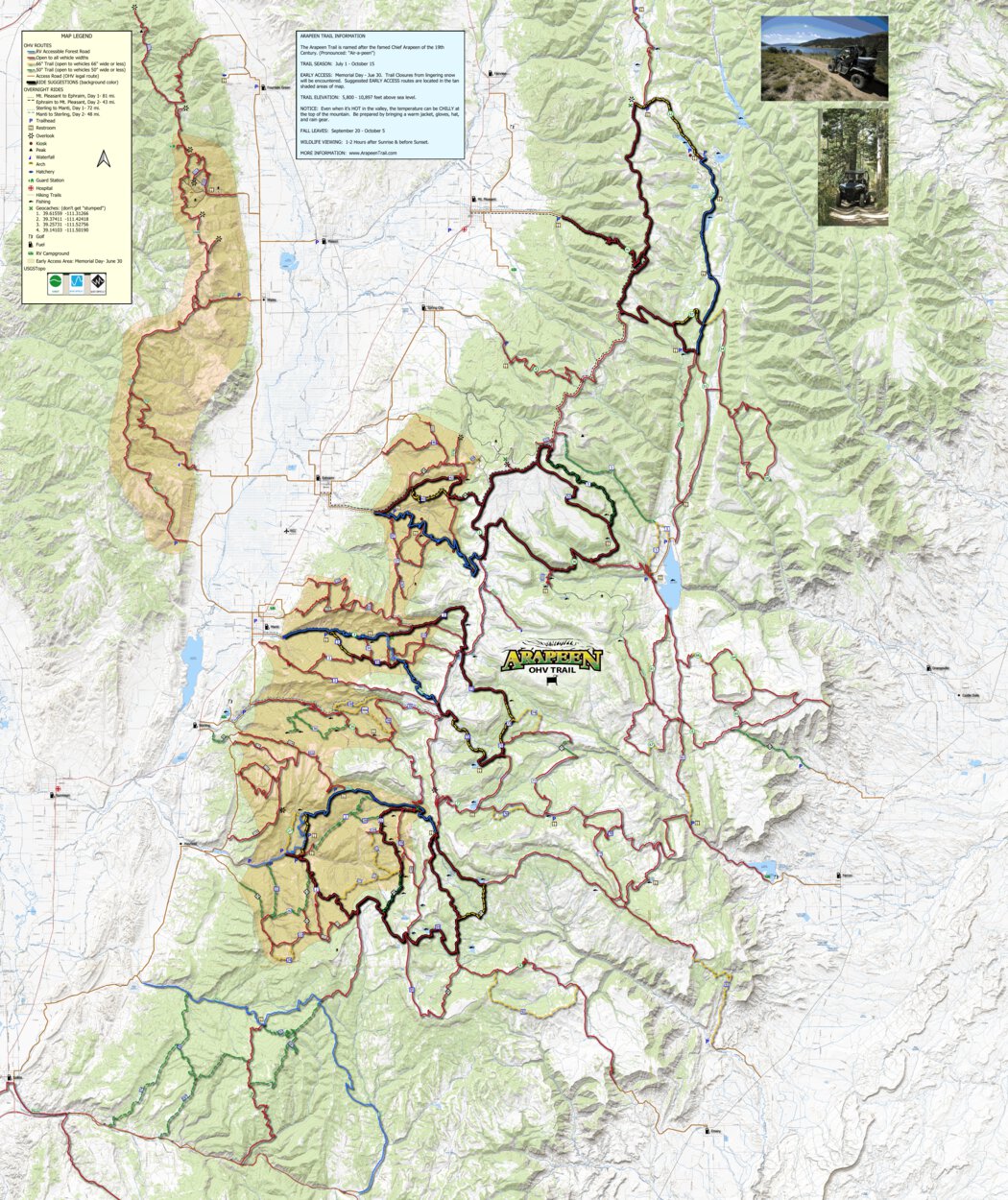 Great Western Trail Utah Map Utah Arapeen Ohv Trail System Area - Sanpete County, Utah - Avenza Maps