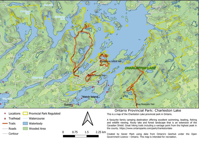 Charleston Lake Fishing Map Ontario Provincial Park: Charleston Lake - Xavier Maps - Avenza Maps