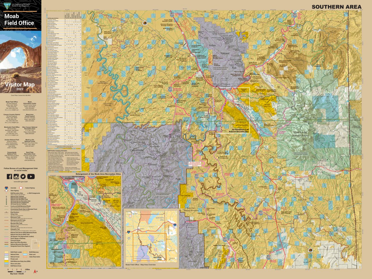 Blm Land Map Moab Utah Blm Utah Moab Visitor Map-South - Bureau Of Land Management - Utah - Avenza  Maps