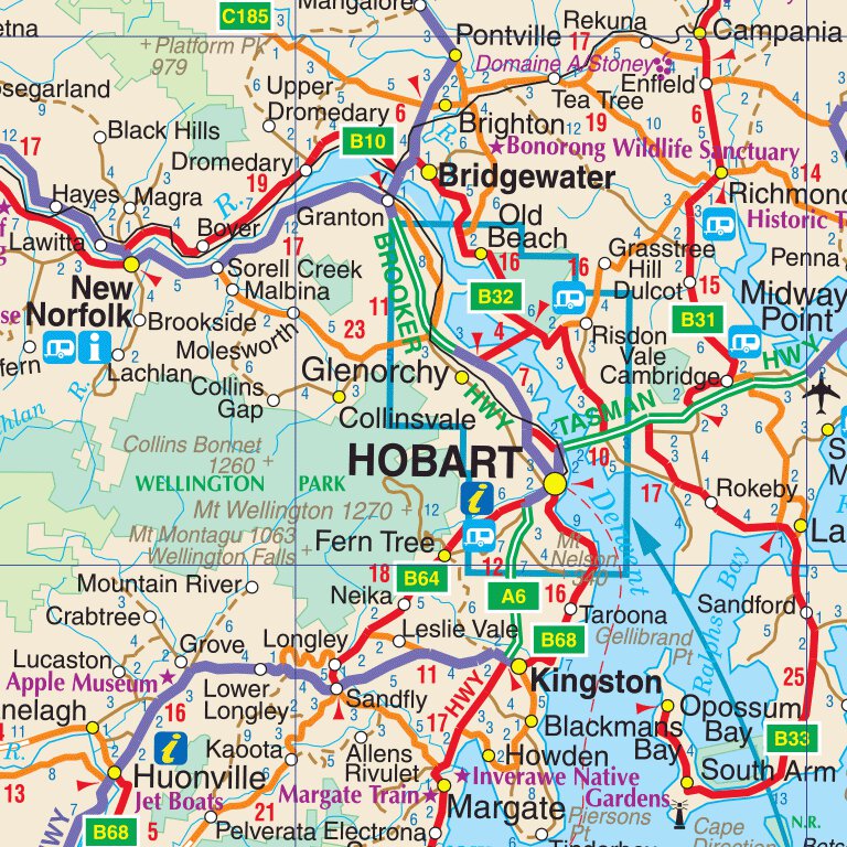 Map Of Hobart And Surrounds Ubd-Gregory's Hobart, Launceston & Surrounds, Map 780/781, Edition 4 -  Hardie Grant Explore - Avenza Maps
