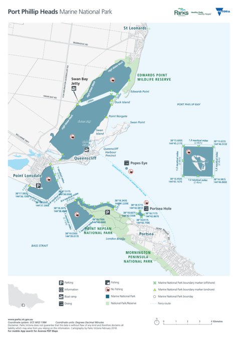 Port Phillip Bay Map Port Phillip Heads Marine National Park Visitor Guide - Parks Victoria -  Avenza Maps