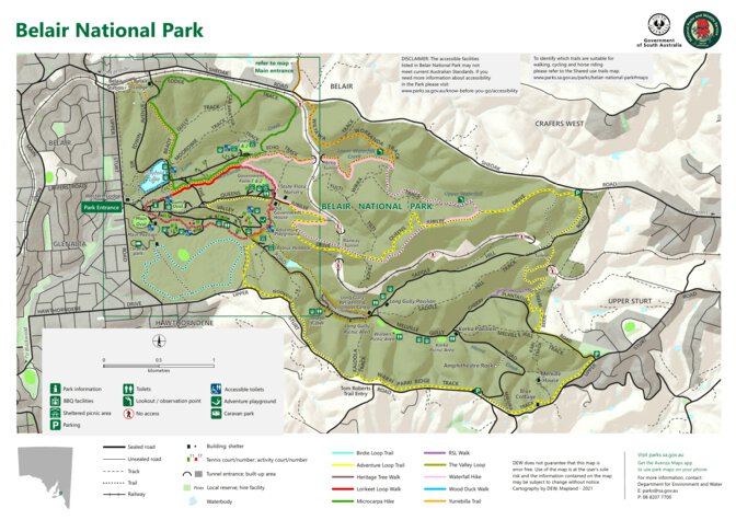 Belair National Park Map Belair National Park - Department For Environment And Water - Avenza Maps