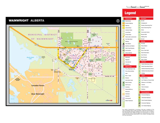 Map Of Wainwright Alberta Wainwright, Ab - Mapmobility Corp. - Avenza Maps