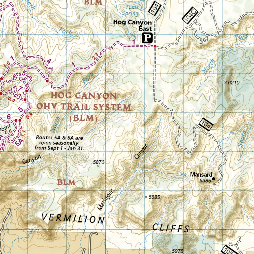 paria canyon hike map