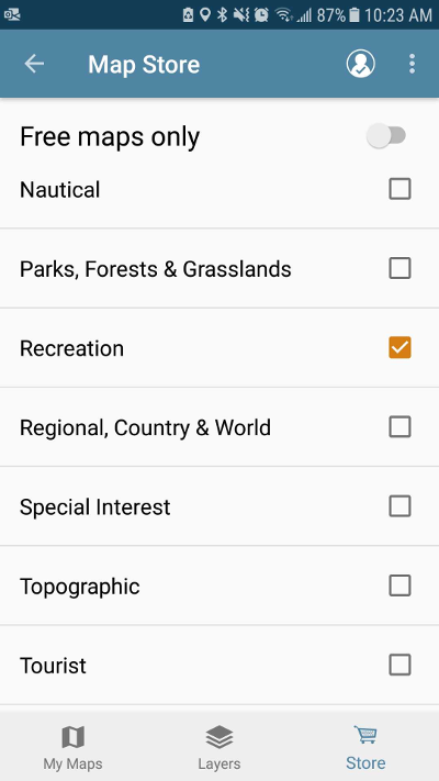 Avenza Map Store Category Filters