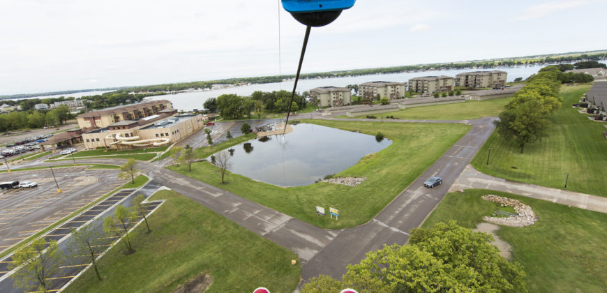 Person going down a zip line