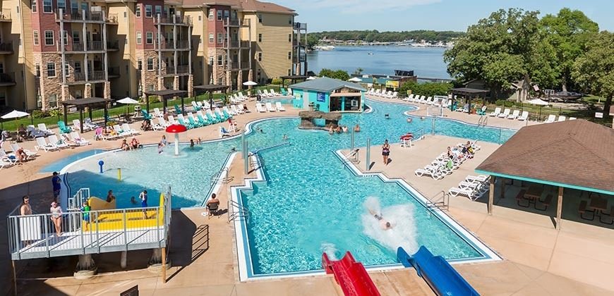 outdoor pool overview  - view from slides