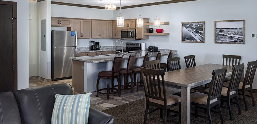 Kitchen and dining room view from the living room