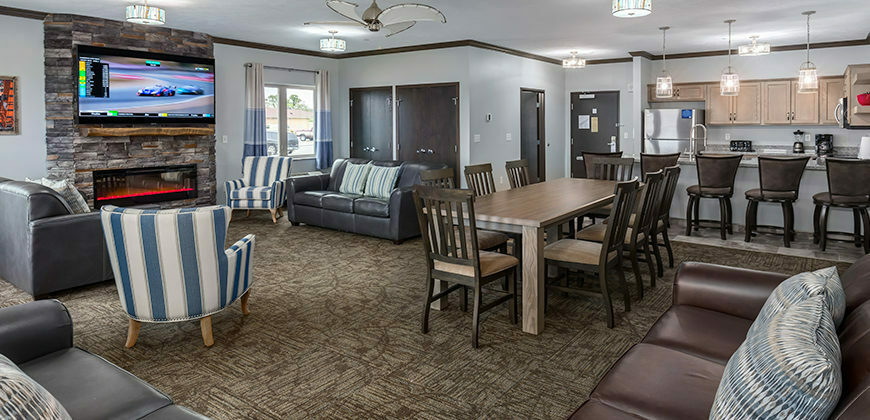 Dining and Living Areas with the kitchen in the background