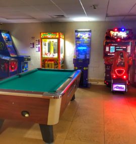 Pool table in arcade