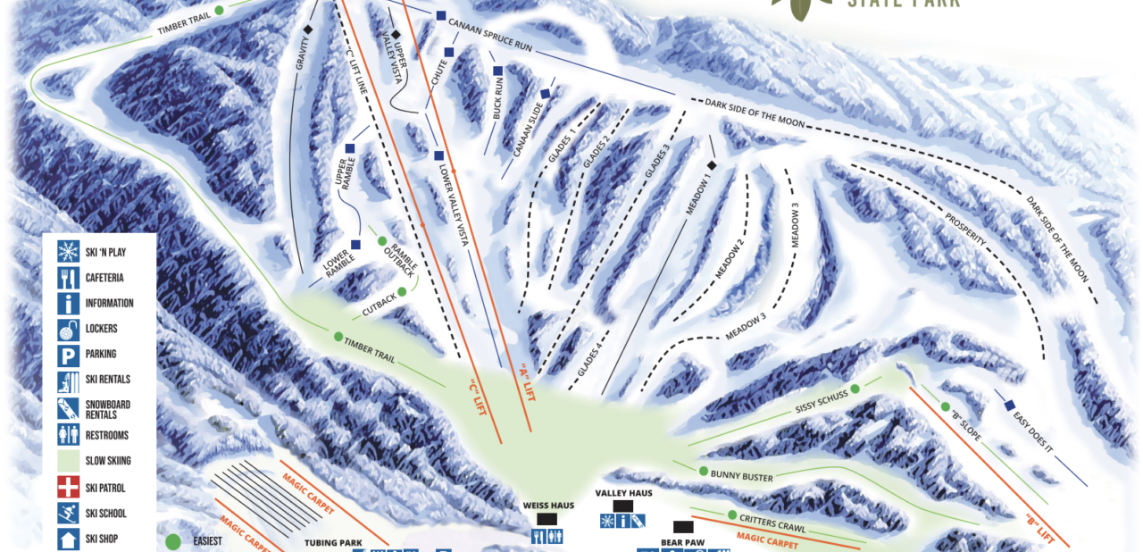 Map of the ski and snowboard trails