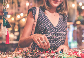 Woman shopping at local jewelry store