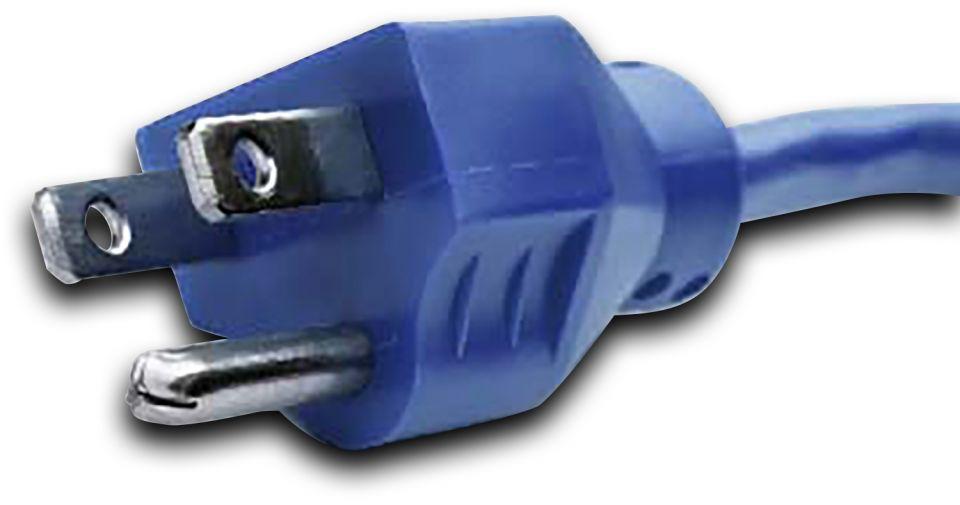 Graphic, close-up image of an electrical plug