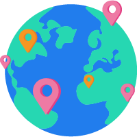 Globe with location markers on it