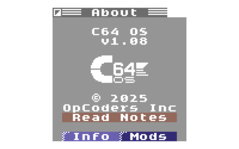 Open Release Notes from About C64 OS Utility.